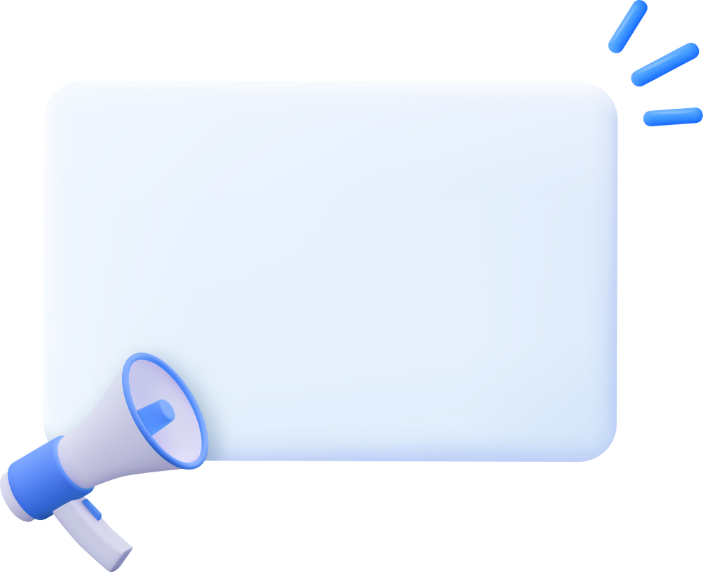 3D Megaphone with speech bubble message